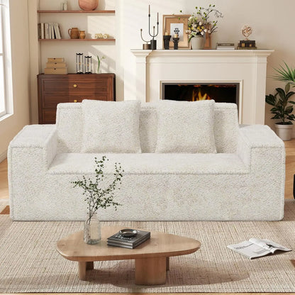 77'' Chenille Upholstered Modern Cloud Loveseat Sofa, No Assembly Required Deep Seat Couches Includes 2 pcs Pillows for Living R