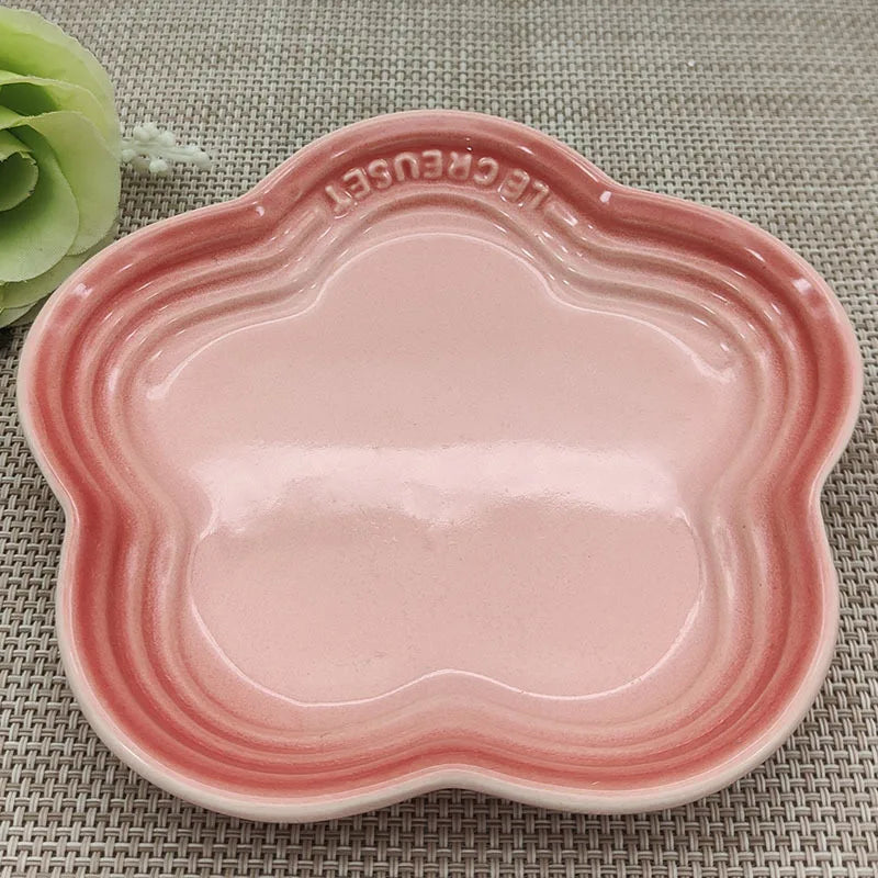Plum Blossom Small Plate 5.5Inches 14cm Rainbow Sauce Plate Flower Shaped Pet Gradual Spike Bone Plate Tableware Ceramic Dishs