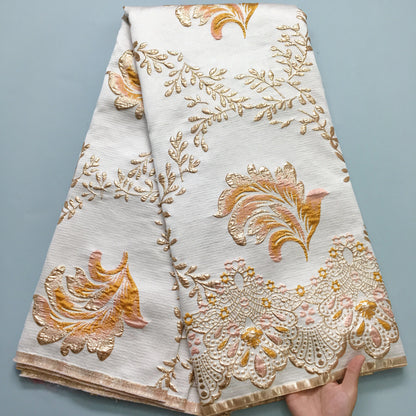 SJD LACA African Brocade Lace Fabrics 2025 High Quality Tulle Damask Nigerian Jacquard French Lace For Sewing Women Dresses 2485