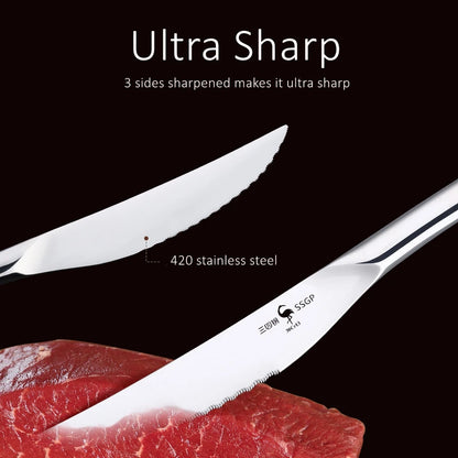 LFGB Certificate 316 Stainless Steel Steak Cutlery 4 Pcs Knives and Spoon and Fork Set Family Gift Classical Flatware Tableware