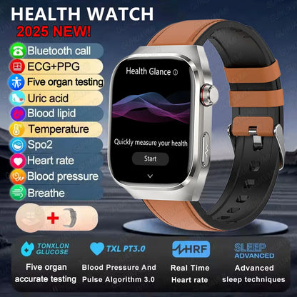 2026 New ECG+PPG Accurate Measure Heart Rate Smart Watch Men Blood Pressure Lipids Uric Acid Bluetooth Call Health Smartwatches