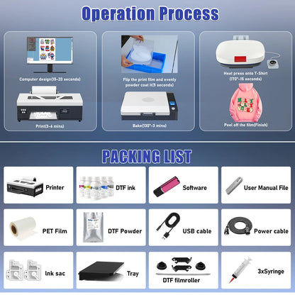 Colorsun A4/A3 DTF Printer Impressora T-Shirt Printing Machine A3/A4 DTF Printers For T-Shirt Hoodies Cloth all Fabric