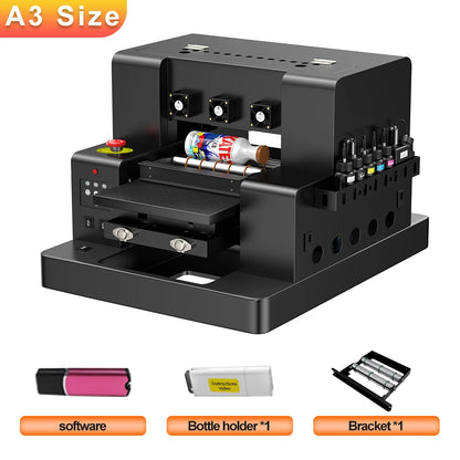 A3 UV DTF Printer For Epson L805 UV DTF Flatbed Printer Machine A4 UV Sticker Printer For Bottle Wood Metal A4 UV Printer