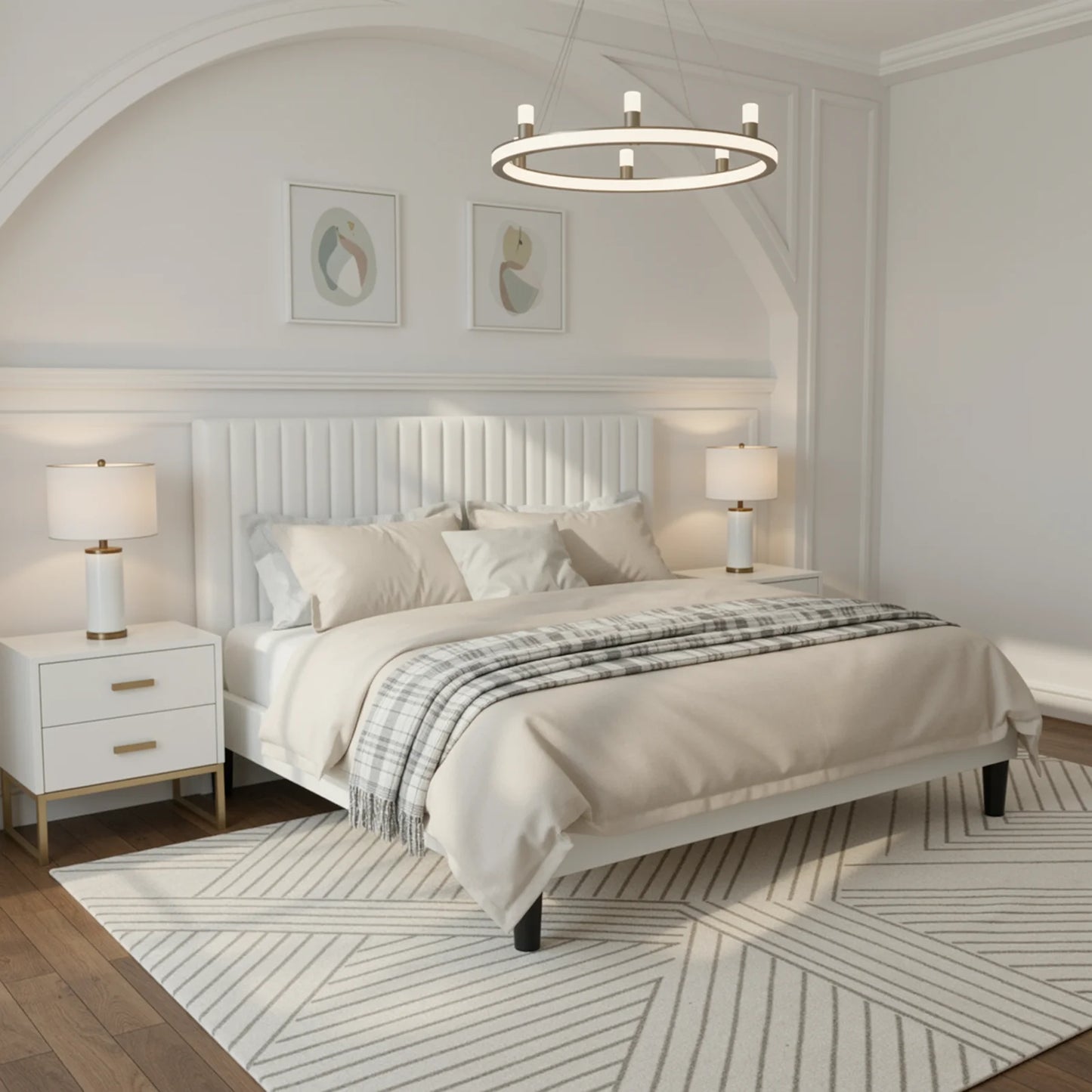 HOOMIC Twin/Full/Queen/King Size Velvet Upholstered Bed Frame with Elegant Vertical Channel Tufted Headboard