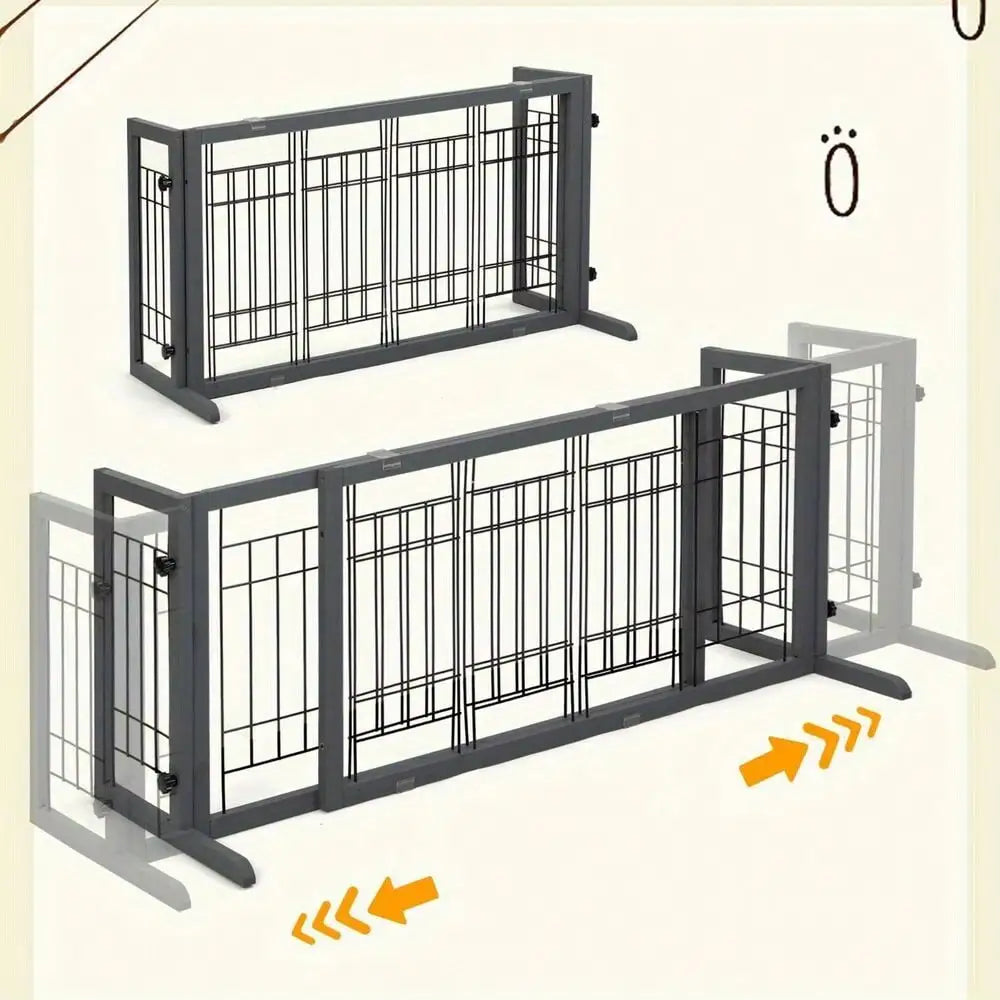 38"-71" Freestanding Pet Gate Foldable Puppy Fence Dog Gate Doorway, Freestanding Foldable Wire Pet Gate, Pet Puppy Safety Fence
