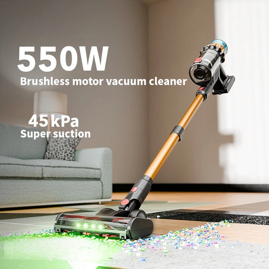 Cordless Vacuum Cleaner,45PKA Stick Vac with Tangle-Resistant Design, Up to 55 Minutes, Rechargeable, Lightweight