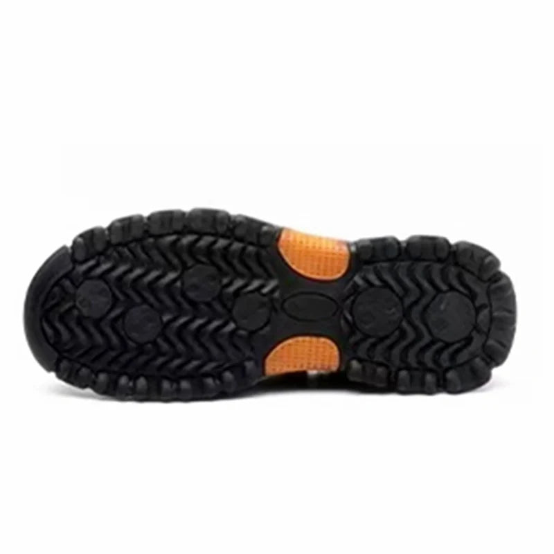 Mens Work Boots Composite Toe Safety Footwear Metatarsal Guard Puncture-Proof Construction Work Shoes Anti-Slip Rubber Outsole