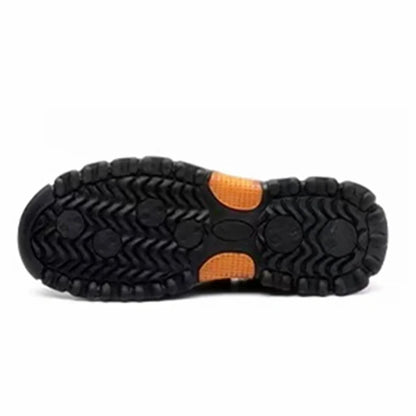 Mens Work Boots Composite Toe Safety Footwear Metatarsal Guard Puncture-Proof Construction Work Shoes Anti-Slip Rubber Outsole