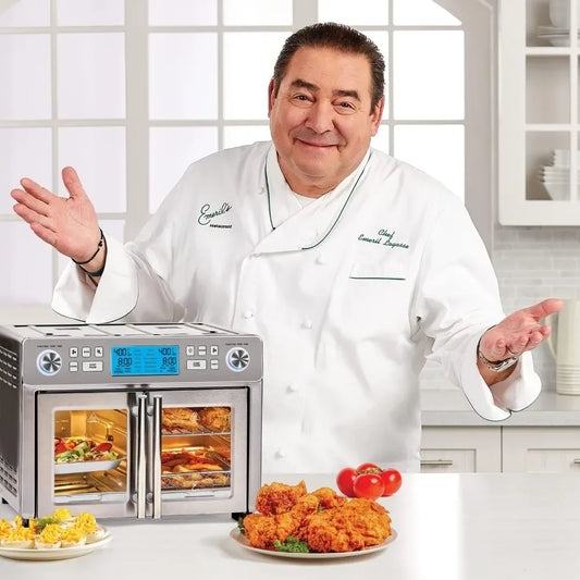 360 Air Fryer Oven Combo with French Door, 25 QT Extra Large Family Size Meals to Cook Two Foods