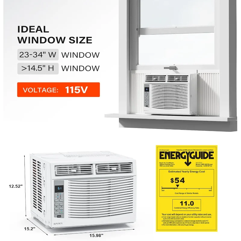 ROVSUN Smart 6000 BTU Window Air Conditioner with WiFi, Energy Saving Window AC Unit with Remote & App Control & Timer Function
