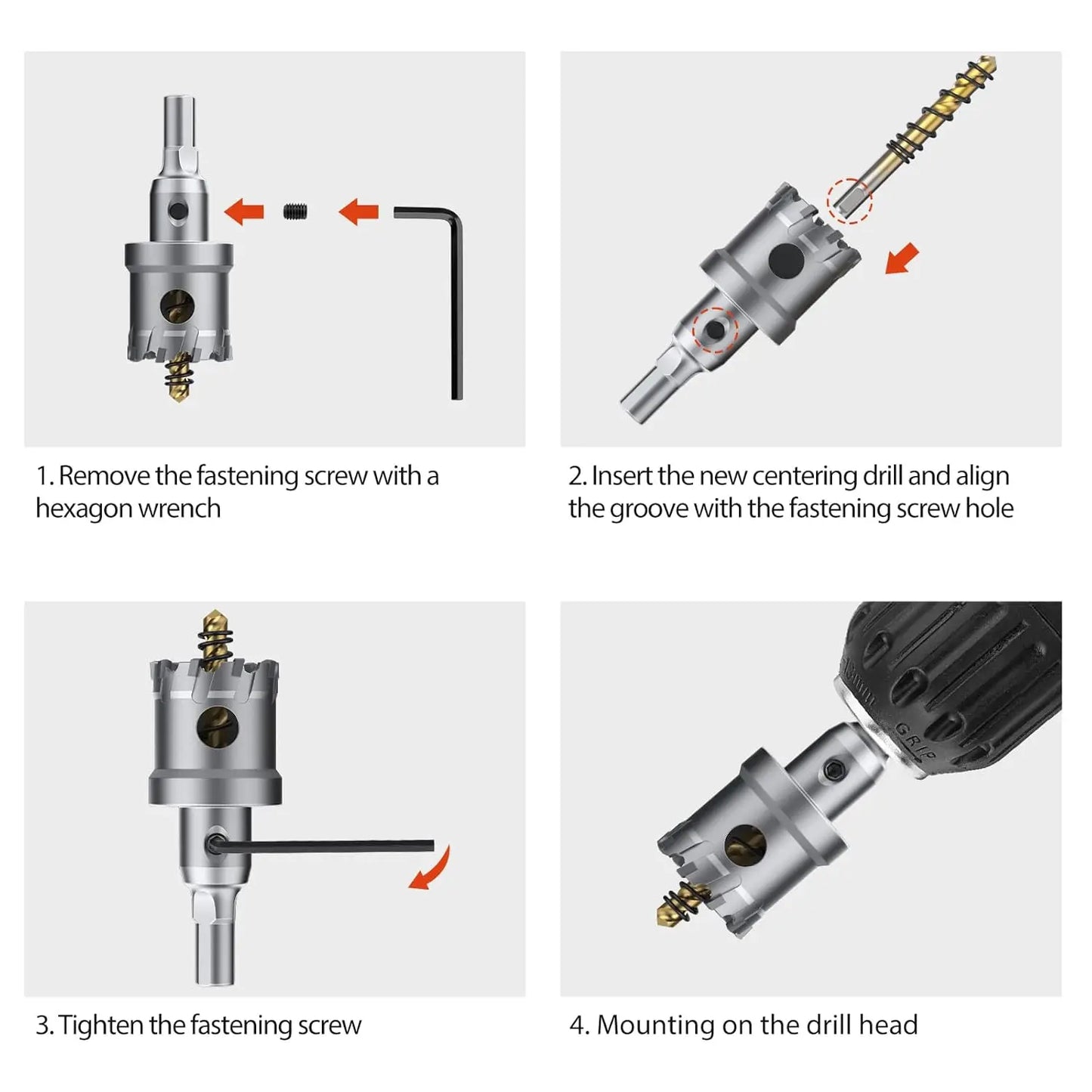 10Pcs TCT Hole Saw Set 16-53mm, Carbide for Metal/Plastic/Iron, w/Drill & Wrench
