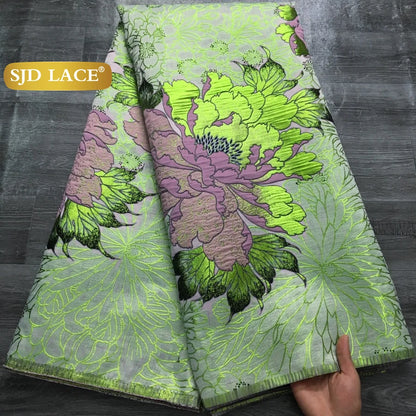 SJD LACA African Brocade Lace Fabrics 2025 High Quality Tulle Damask Nigerian Jacquard French Lace For Sewing Women Dresses 2485