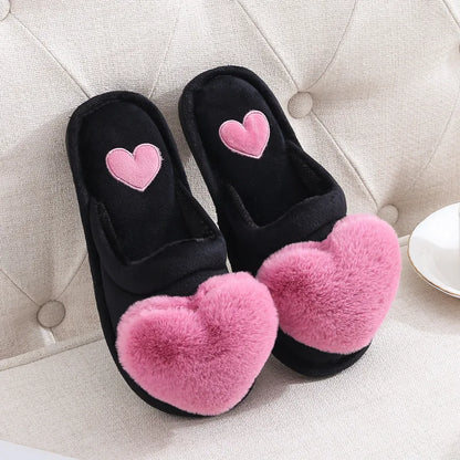 2025 Winter Cute Cotton Slippers for Women Winter Warm Shoes Soft Fur Thick Sole Anti-slip Couples Indoor Home Floor Slides