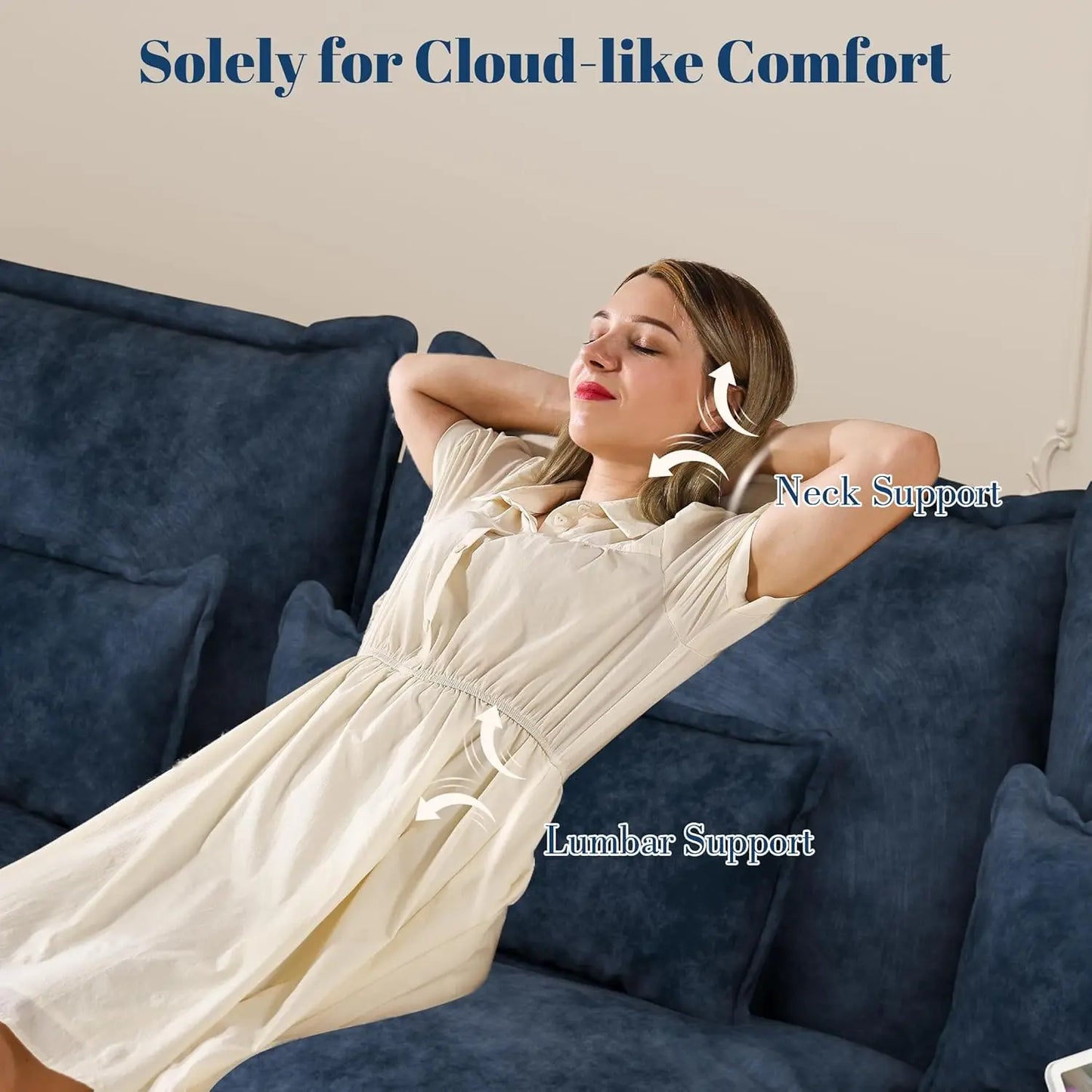 L Shaped Couch Sectional Sofa Comfy Cloud Couch for Living Room, Deep Seat Modular Sectional Sofa with Padded, Customized