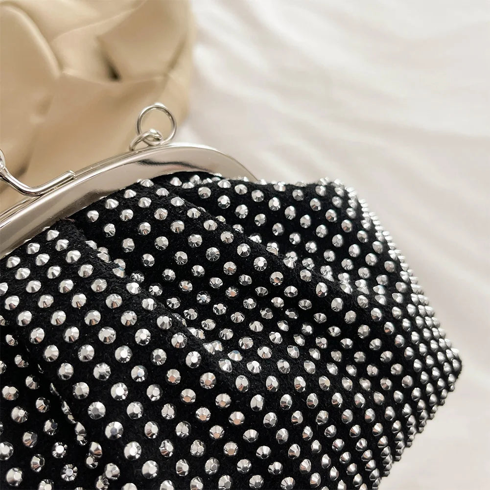 Women Evening Clutch Bag Fashion Rhinestones Evening Bags Stylish Crossbody Bag Sparkly Top Handle Purse Wedding Party Bag