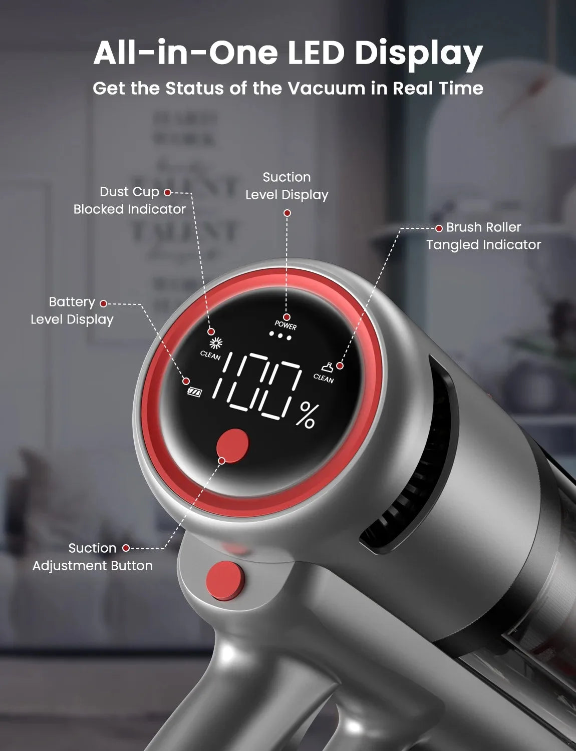 INSE V120 Cordless Vacuum Cleaner 30Kpa Suction for Effective Cleaning 60 minutes Long Runtime with LED Display Wireless Cleaner