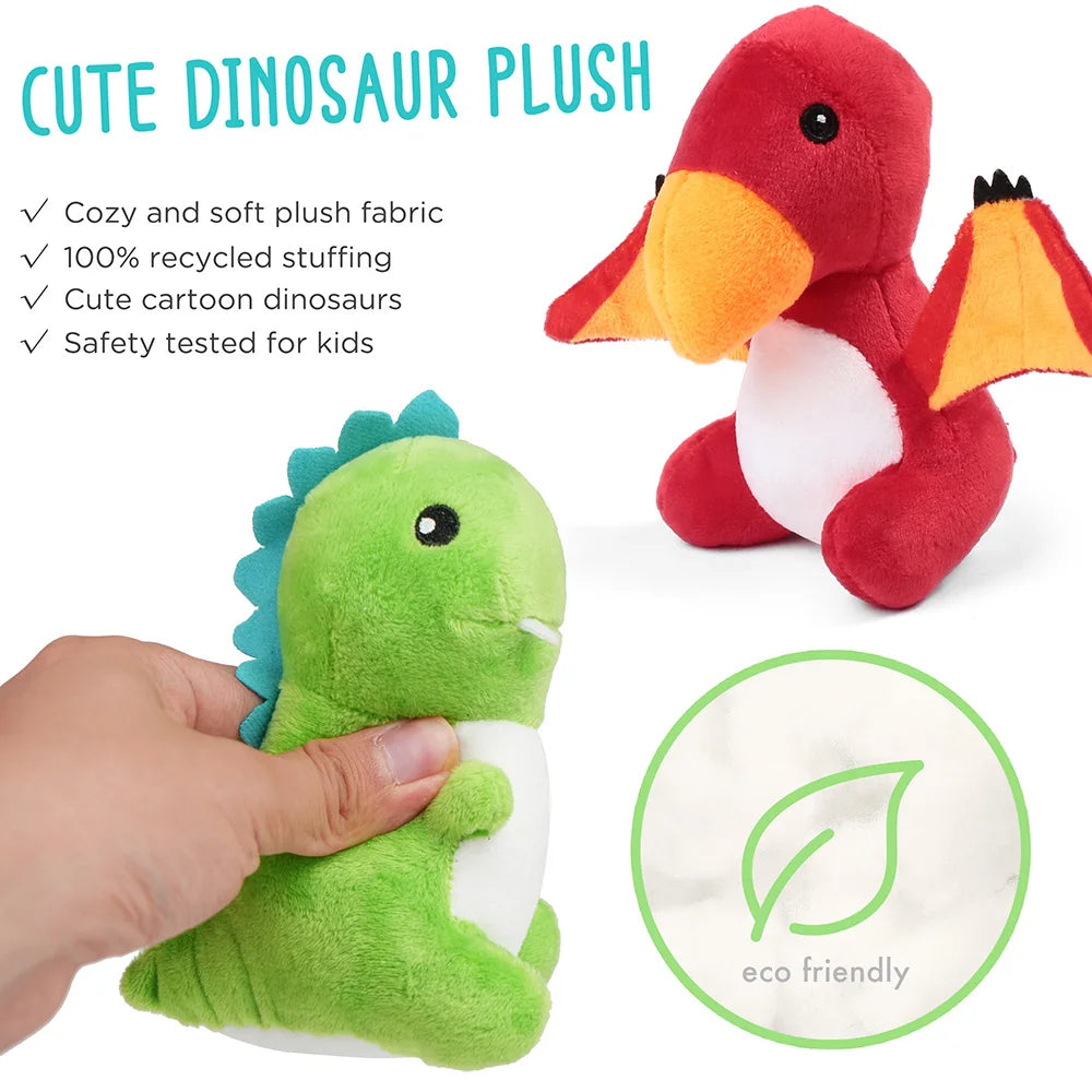 Dinosaur Stuffed Animals, 5 Small Dinosaur Plush Dolls Egg Bag Toys, Dino Plushies for Kids Girls Boys Birthday Christmas Gifts