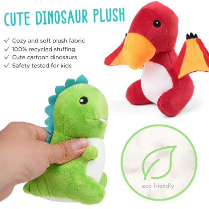 Dinosaur Stuffed Animals, 5 Small Dinosaur Plush Dolls Egg Bag Toys, Dino Plushies for Kids Girls Boys Birthday Christmas Gifts