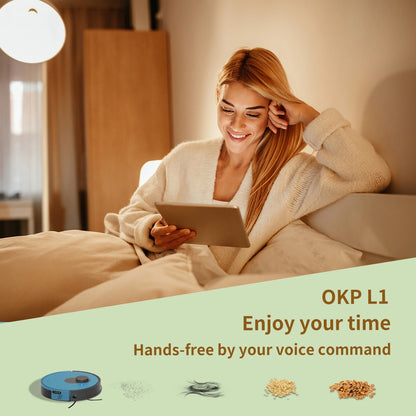 OKP L1 Robot Vacuum cleaner, 3800Pa suction with Lidar Navigation, 5L Dust-Bag Cleaning for up to 10 Weeks