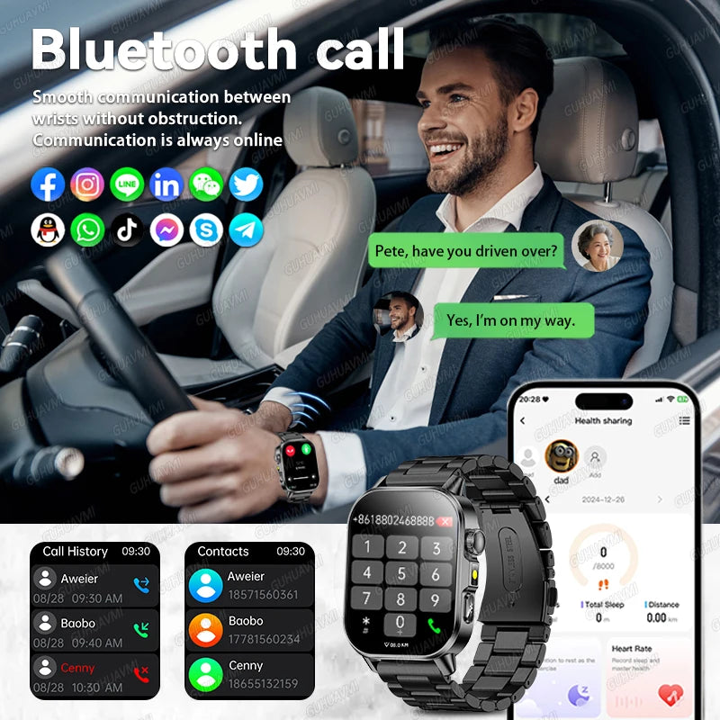 2026 New AI Health Diagnosis Smart Watch Body Analysis Uric Acid Blood lipids ECG+PPG Blood pressure call Smart watch Men Women