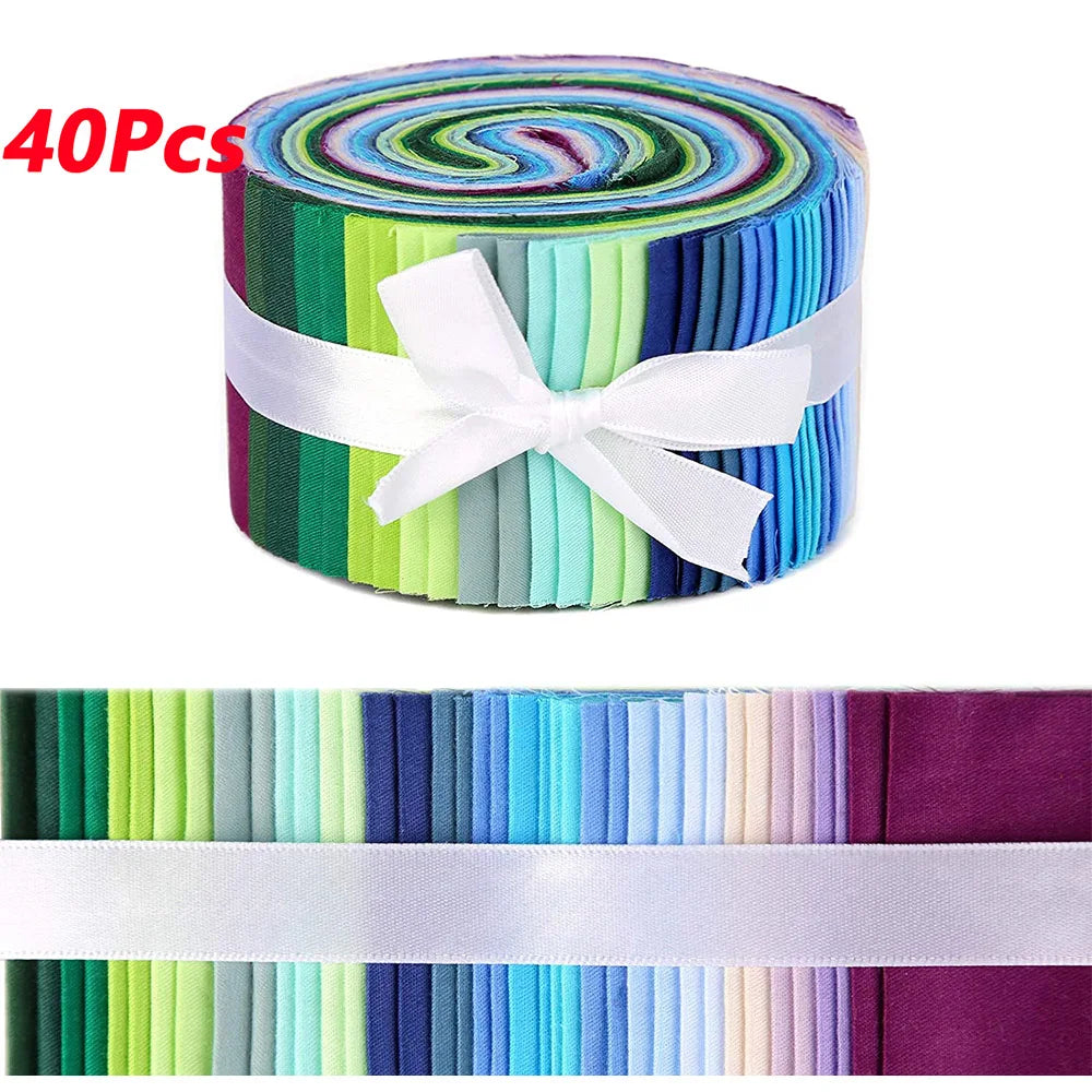 40Pcs Cotton Jelly Roll Up Cotton Fabric Quilting Strips  Patchwork Craft Cotton Quilting Fabric for atchwork Sewing DIY Craft