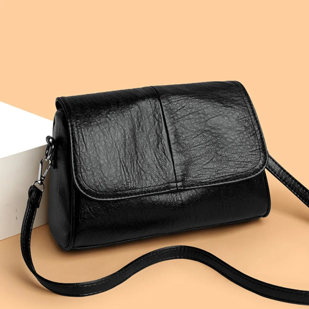 Retro Oil Wax Leather Crossbody Bag,with Textured and Vintage Feel,Simple and Elegant Flap Design,and Adjustable Shoulder Strap