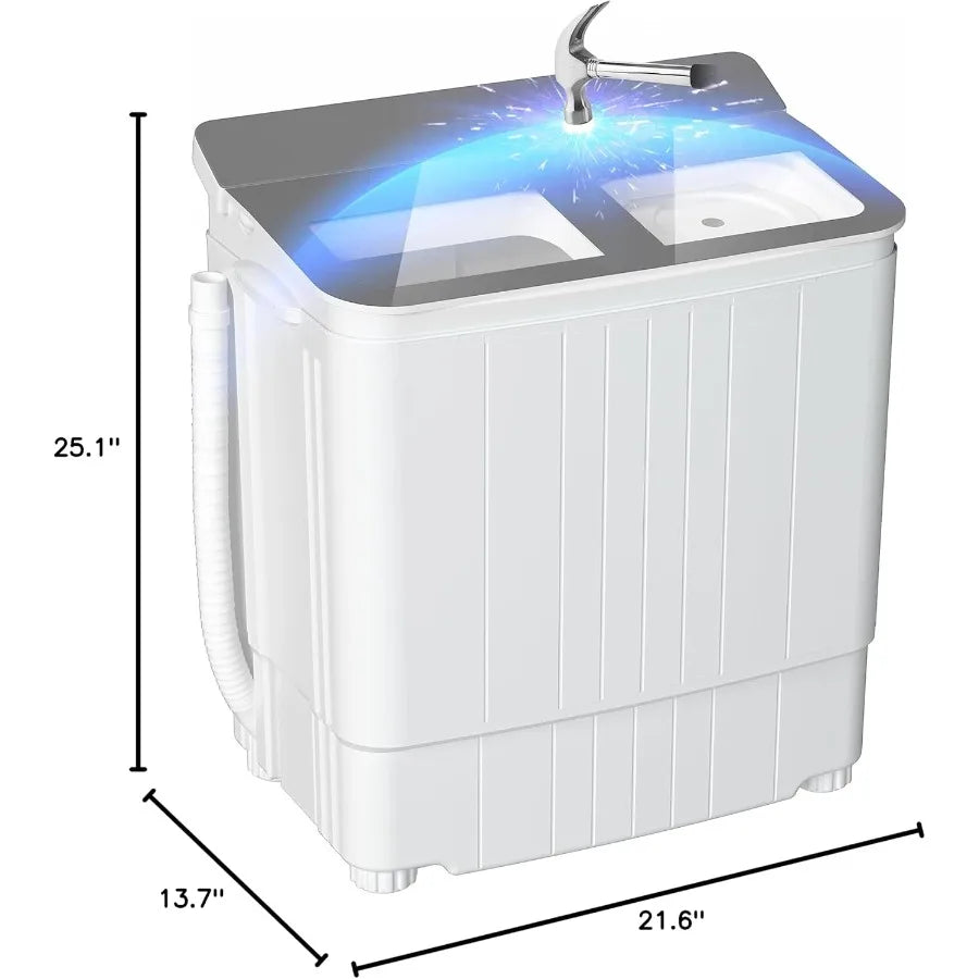 Portable Washing Machine 17.6 Lbs Compact Mini Washer and Dryer Combo with Twin Tub Design Spin Cycle and Soaking Function Idea