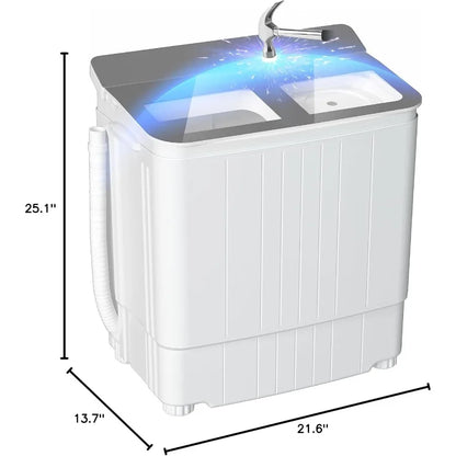 Portable Washing Machine 17.6 Lbs Compact Mini Washer and Dryer Combo with Twin Tub Design Spin Cycle and Soaking Function Idea