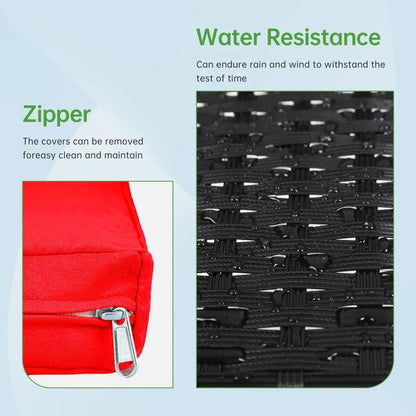 Outdoor Furniture Set 4Pc Modular Patio Furniture Set Water Resistant Conversation Set with 3 Rattan Chairs 1 Tempered Glass Top