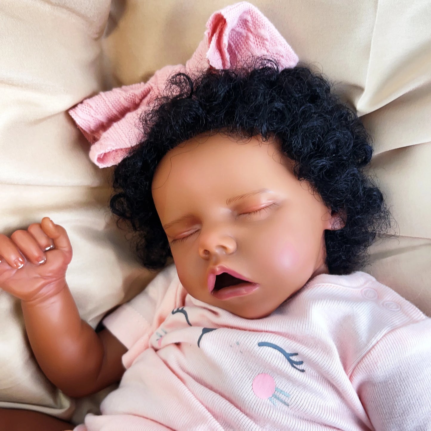 Risbecko 17 Inch Lifelike Black Reborn Baby Doll - African American Soft Cloth Body Doll - Birthday Gift/Christmas Gift