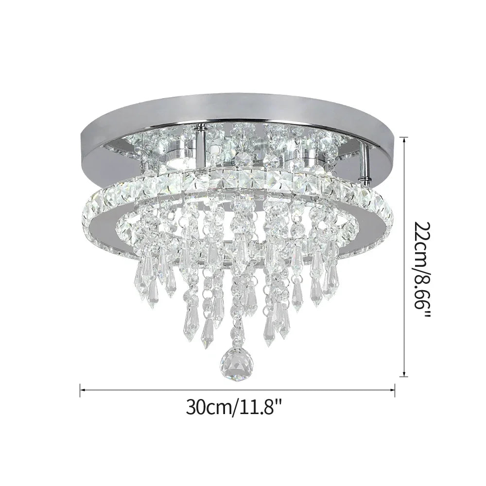 Modern Lustres K9 Crystal Chandelier Ceiling Lamps 3 Rings Stainless Steel Hanging Light Fixture Led Pendant Lamp Home Appliance