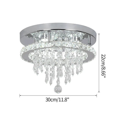 Modern Lustres K9 Crystal Chandelier Ceiling Lamps 3 Rings Stainless Steel Hanging Light Fixture Led Pendant Lamp Home Appliance