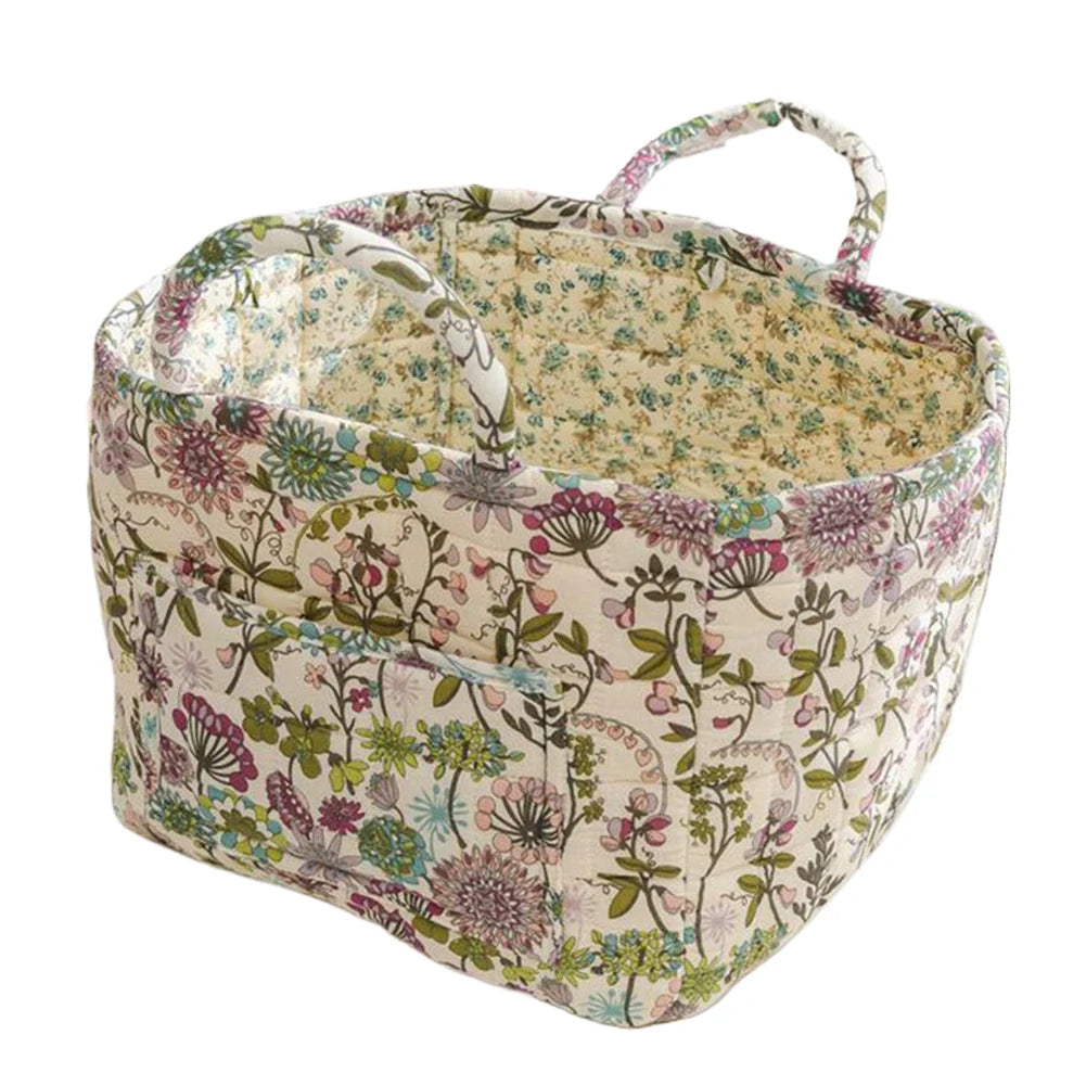 Boho Fabric Storage Basket Portable Quilted Laundry Hampers Collapsible Dirty Clothes Laundry Baskets Bathroom Storage Organizer