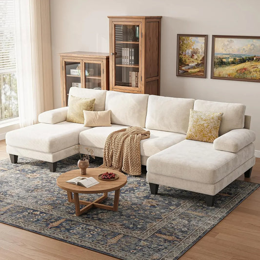 Sectional Couches for Living Room | 112 Inch U-Shaped Sectional Couch | 4 Seat Sofa Set with Double Chaise for, Customized