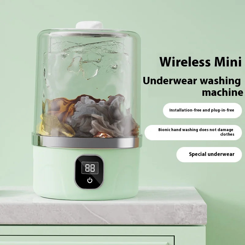 Rechargeable Mini Washing Machine Portable Underwear Washer Automatic Laundry Cup for Travel Home Dormitory Small Space Saver