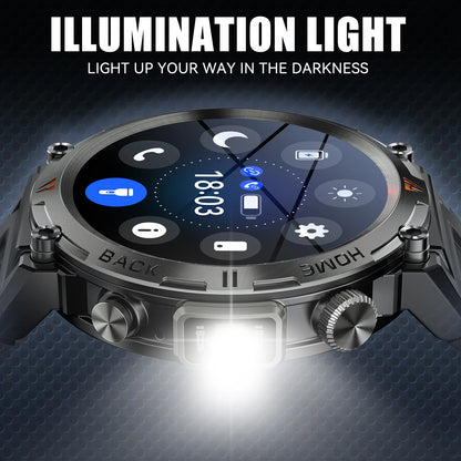 LaNikar KE3 Black Bluetooth Call Smart Watch Men Full Touch Screen Health Monitor With Flashlight Men SmartWatch For ios  Androi