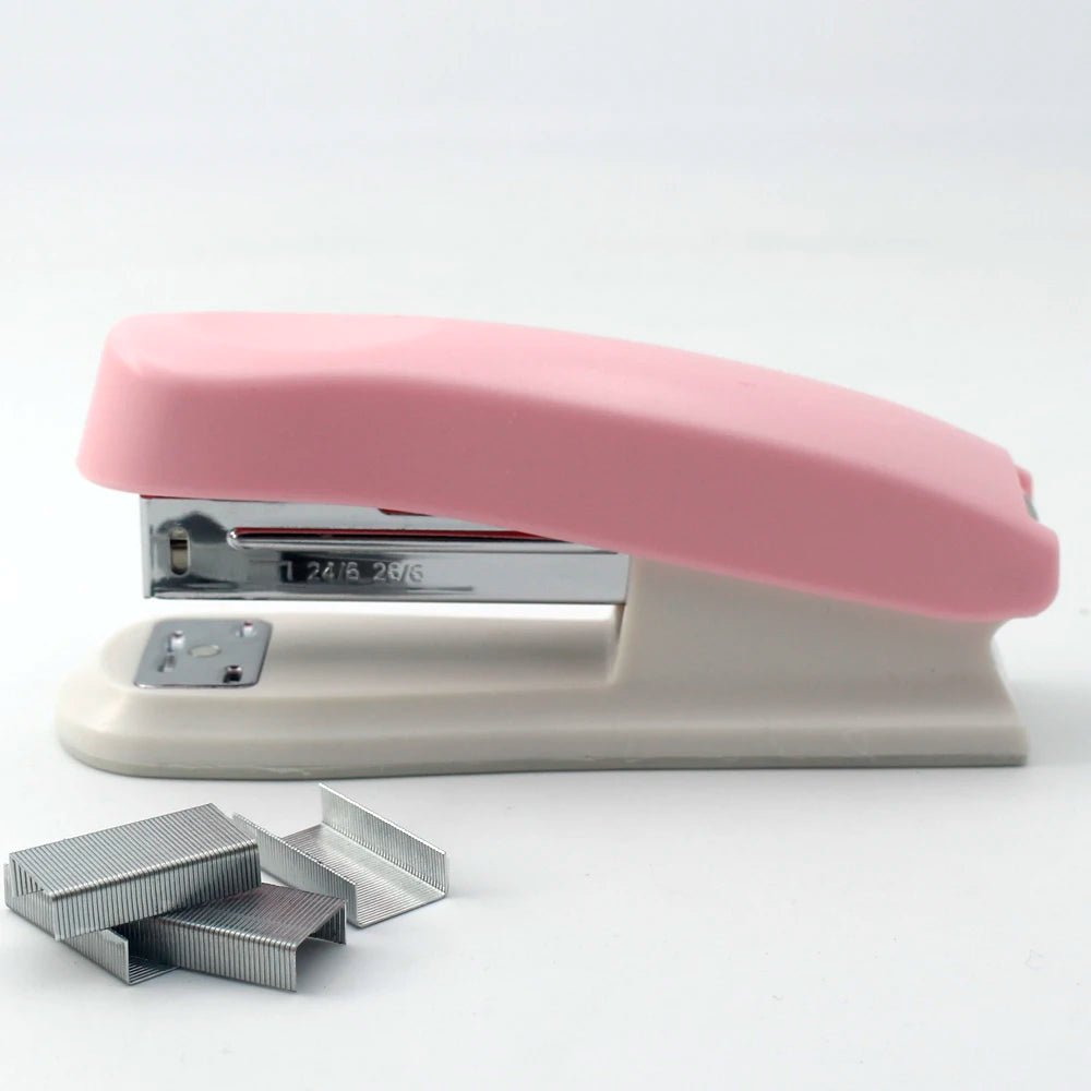 Macaron-colored desktop stapler, stylish, cute, easy to use, and durable, suitable for 24mm/26mm staples, perfect for school
