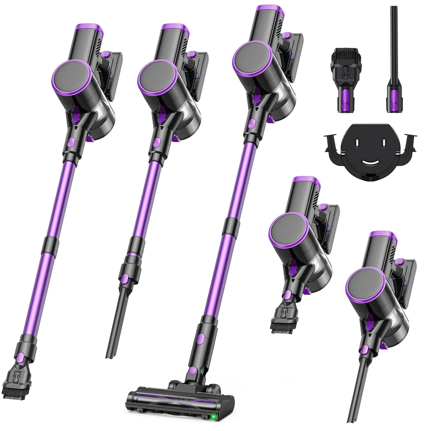 Lubluelu 35Kpa 6-in-1 Self-Standing Cordless Vacuum Cleaner with Green Light 55dB Low noise for Carpet Pet Hair Self-Standing