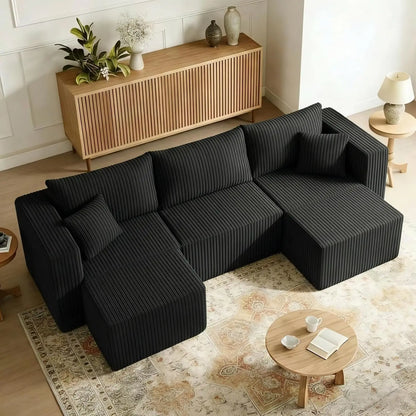 94" Modular Sectional Sofa, Comfy U-Shaped Boneless Couch, Sectional Couches for Living Room, High-Density Foam, Customized