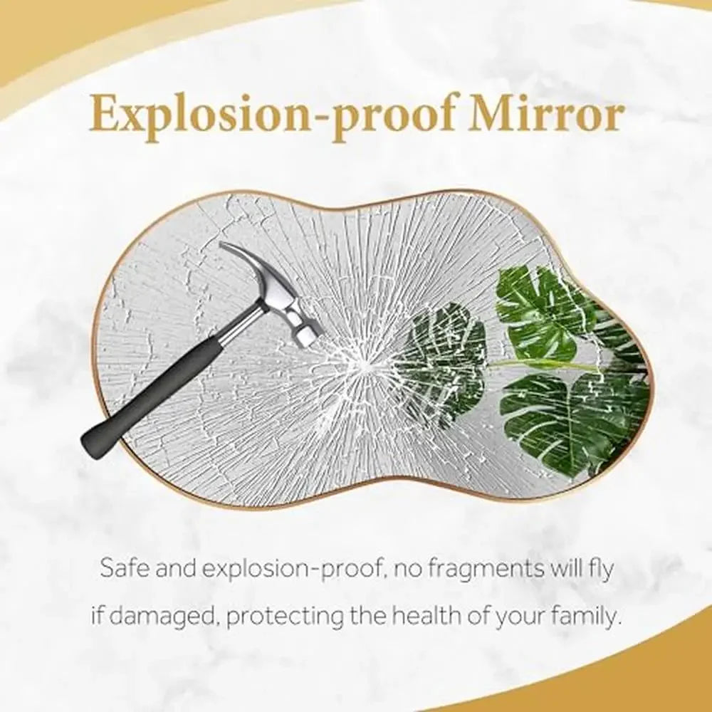 20"x36" Asymmetrical Wall Mirror Gold Frame Aviation Aluminum Alloy Bathroom Bedroom Decor