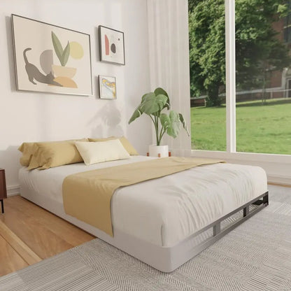 Box Spring 4 Inch Low Profile Box Spring Twin, Heavy Duty Mattress Foundation Metal Bed Base with Fabric Cover, Noise Free, Easy