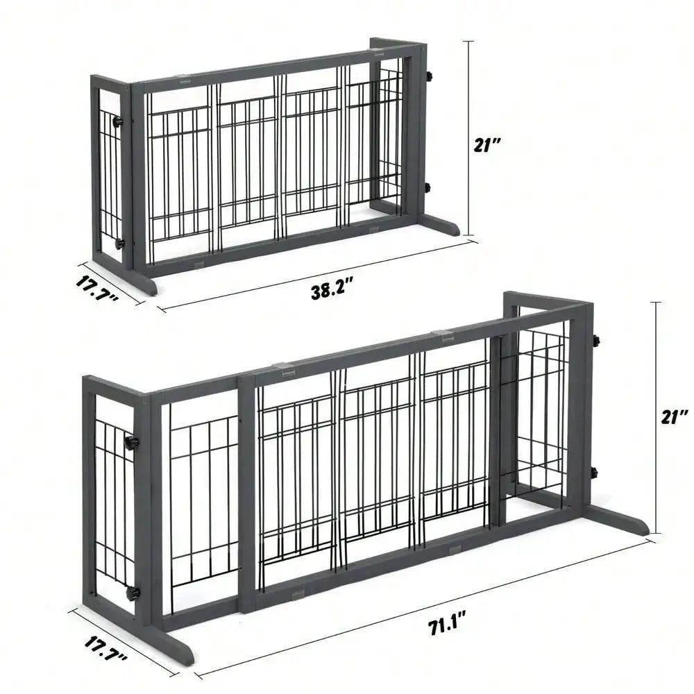 38"-71" Freestanding Pet Gate Foldable Puppy Fence Dog Gate Doorway, Freestanding Foldable Wire Pet Gate, Pet Puppy Safety Fence