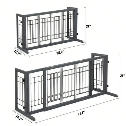 38"-71" Freestanding Pet Gate Foldable Puppy Fence Dog Gate Doorway, Freestanding Foldable Wire Pet Gate, Pet Puppy Safety Fence