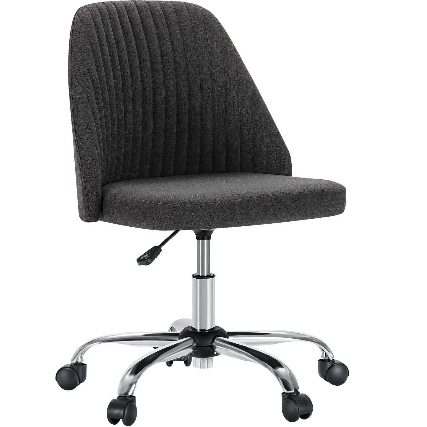 JHK Armless Small Desk Office Chair Cute Vanity Swivel Chair with Back Modern Fabric with Wheels Swivel Task Home Gaming Chair