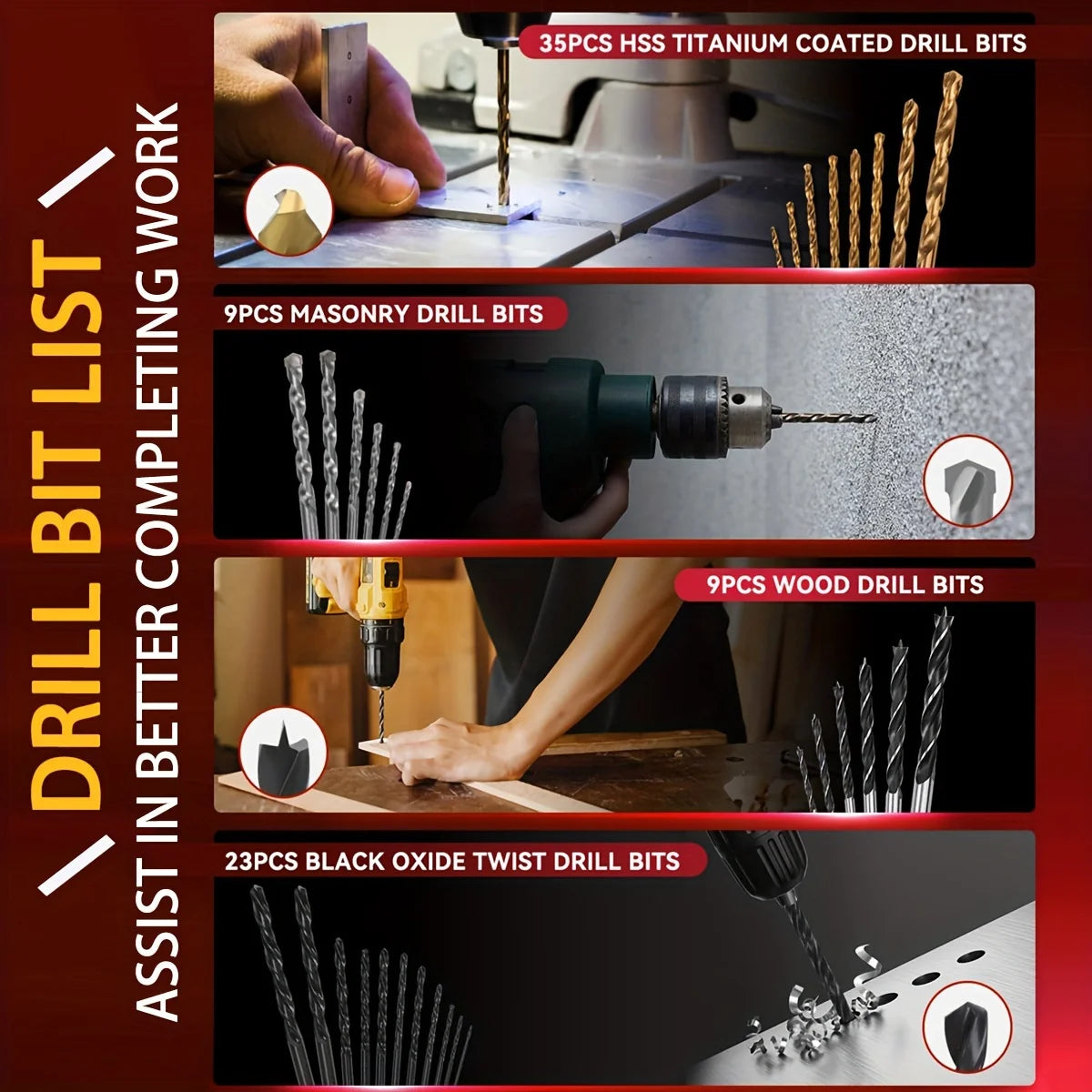 400 Pcs Drill Bit Set - Drill Bits Screwdriver Bit Set Case with Drawer,Bit Set Designed for Various Drilling&Metal Wood Masonry