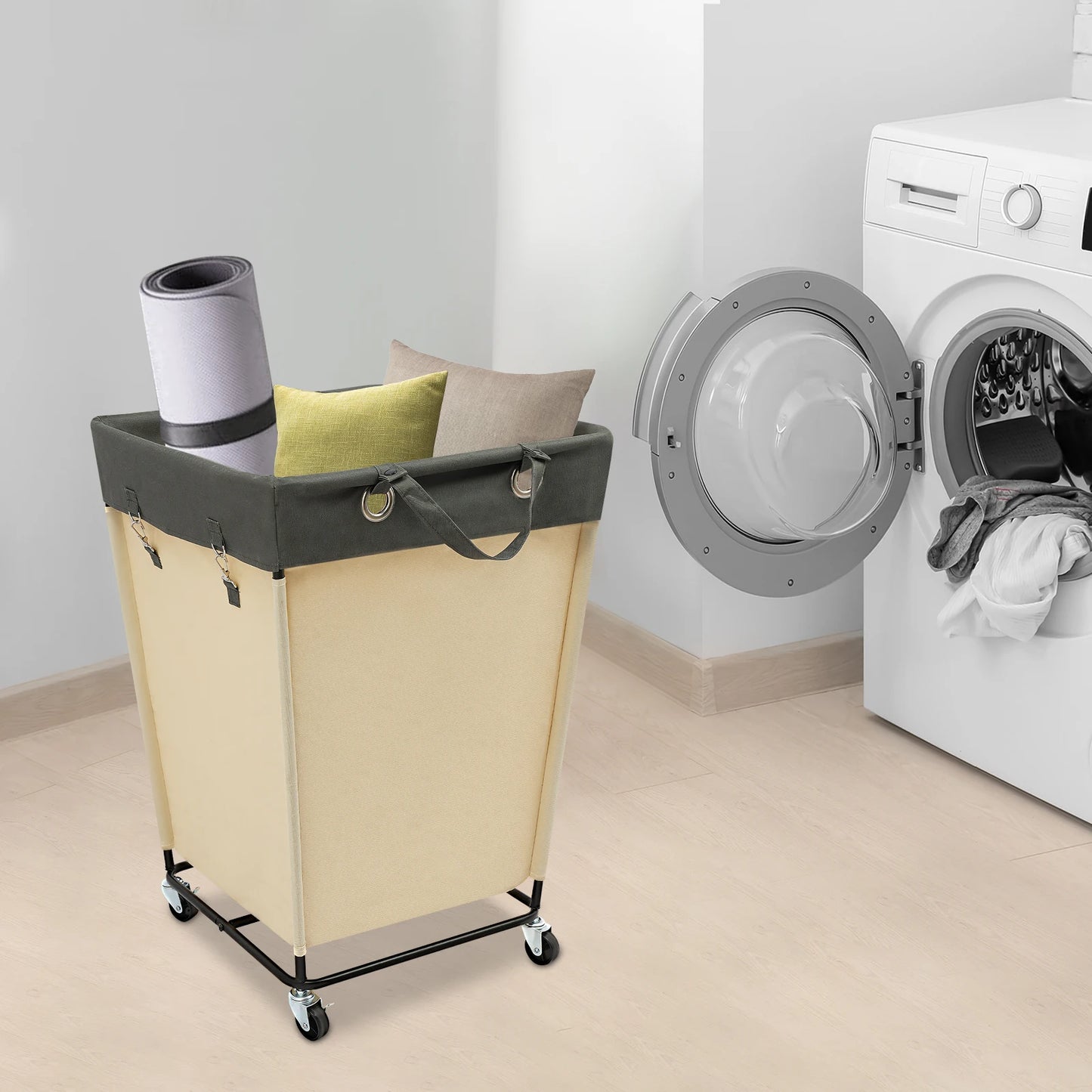 Bymaocar 210L Laundry Storage Basket, Rolling Laundry Cart, 600D Oxford Cloth Laundry Basket with Wheels