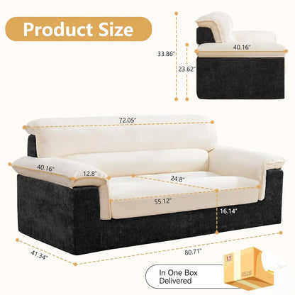 80'' Boneless Loveseat Sofa, Oversized Cloud Deep Seat Couch, Upholstered Chenille Memory Foam Love seat Sofa for, Customized