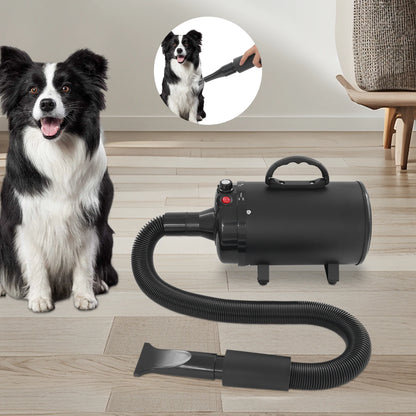 2200W Professional Pet Grooming Dryer, Adjustable Wind Speed, 4 Nozzles, Rust-resistant, Low Noise 55-70dB for Dogs/Cats