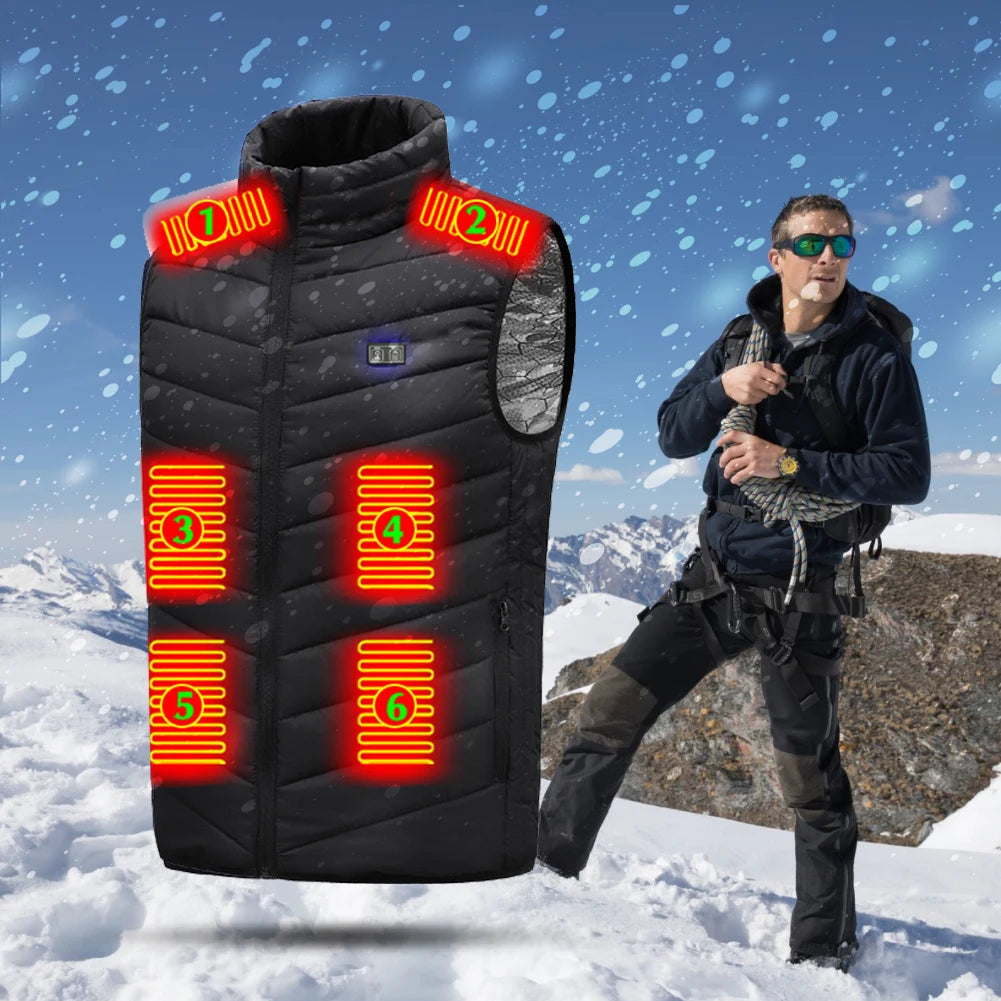 21 Women 9 Areas Heated Vest USB Charging Heated Jacket Washed Keep Warm Hiking Vest Winter Fishing Skiing Vest Heated Coats