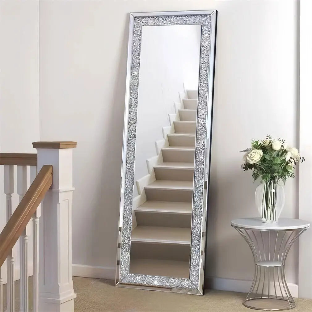 Large Decor Mirrors Rectangle Venetian Wall Mirrors Polished Crush Crystal Diamond Edge 120x60x2.5cm for Living Room Hallway